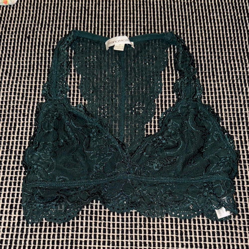 Francesca's Collections Teal Lace Bralette Sz S